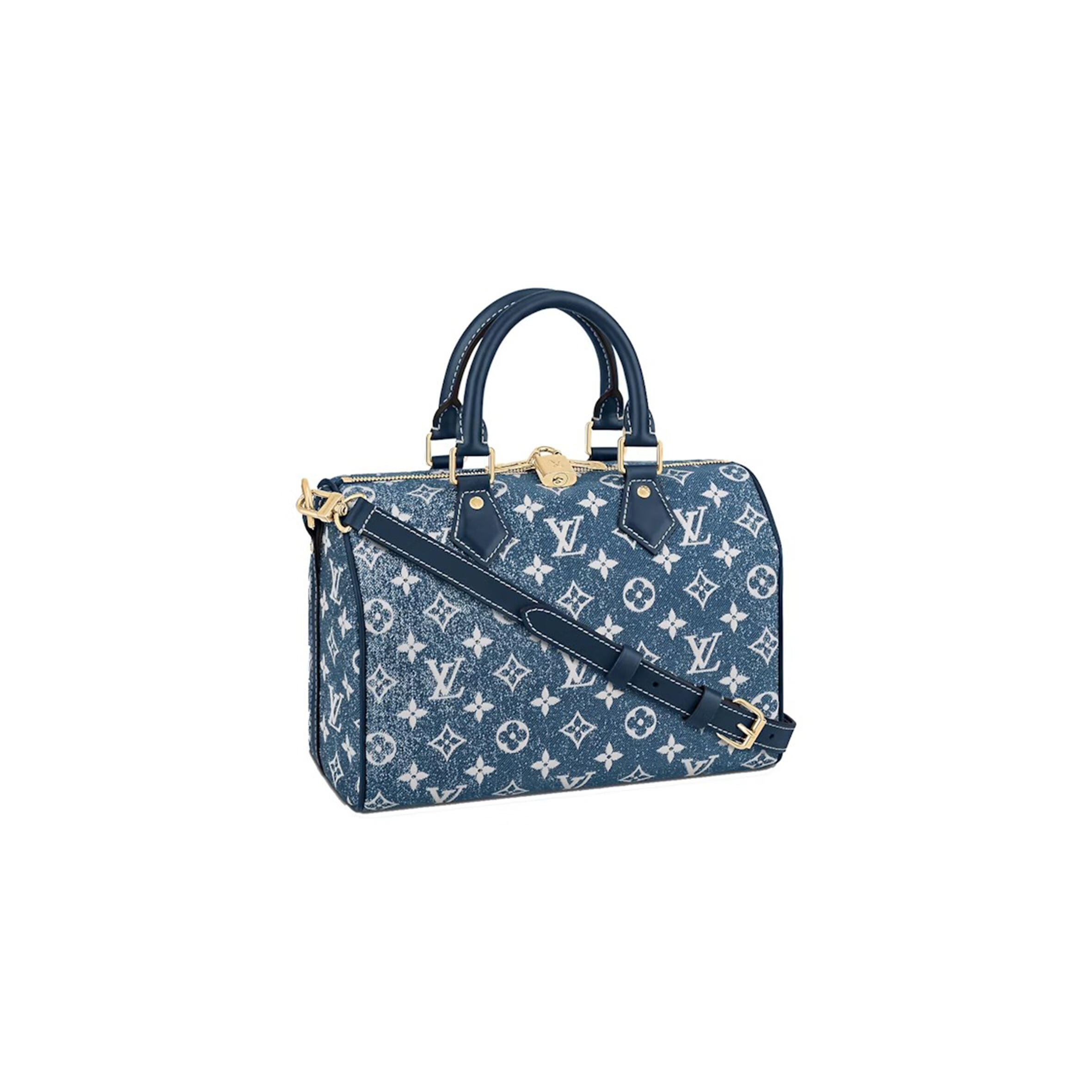 l0vis vvtt0n De*1m monogram jacquard speedy bandouliere 25 bleu m59609 (25*19*15cm)
